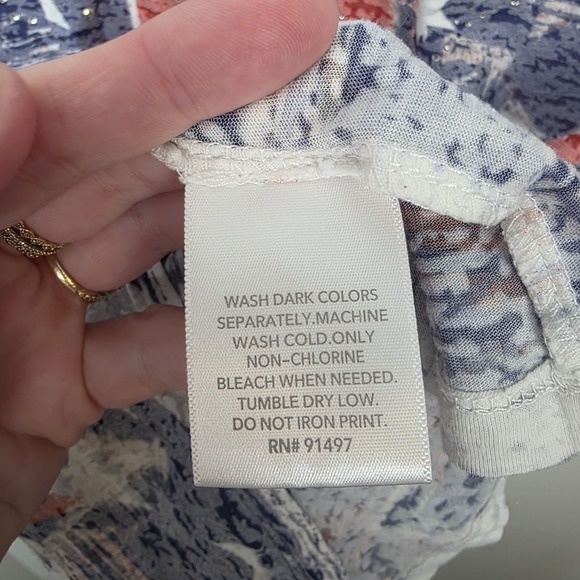 Prairie Rose Blue Red White Stars Rhinestone Patriotic 4th Of July Shirt Size L - Picture 3 of 5